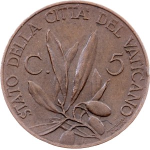 Vatican City, 5 Centesimi 1936, Rome