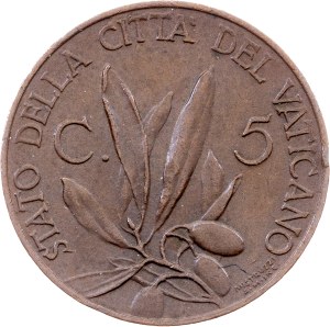 Vatican City, 5 Centesimi 1936, Rome