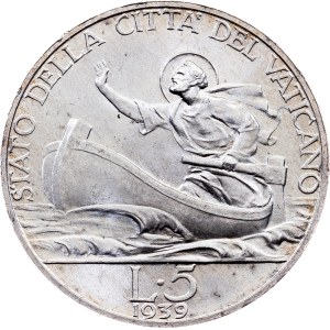 Vatican City, 5 Lire 1939, Rome