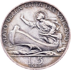 Vatican City, 5 Lire 1940, Rome