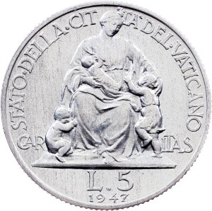 Vatican City, 5 Lire 1947