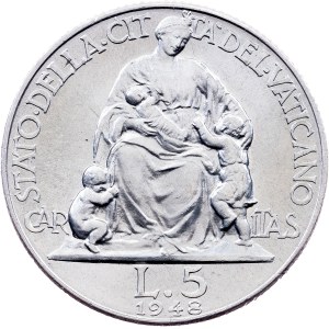 Vatican City, 5 Lire 1948