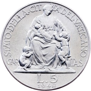 Vatican City, 5 Lire 1948