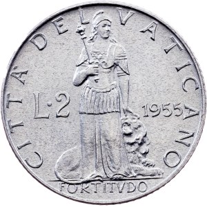 Vatican City, 2 Lire 1955, Rome