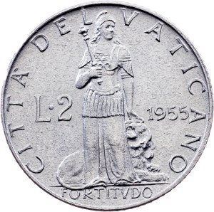Vatican City, 2 Lire 1955, Rome