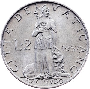 Vatican City, 2 Lire 1957, Rome
