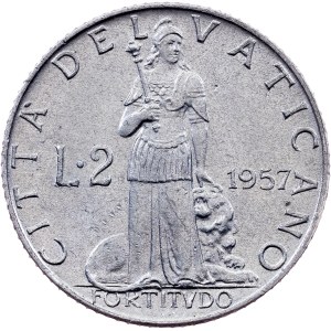 Vatican City, 2 Lire 1957, Rome