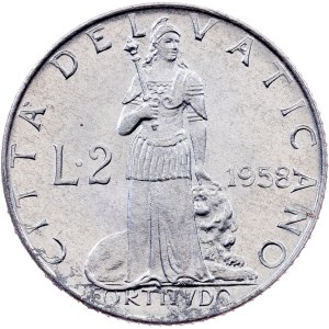 Vatican City, 2 Lire 1958, Rome
