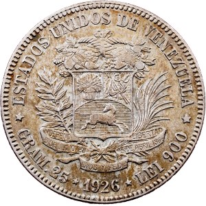 Venezuela, 5 Bolívares 1926, Philadelphia