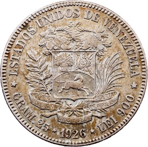 Venezuela, 5 Bolívares 1926, Philadelphia