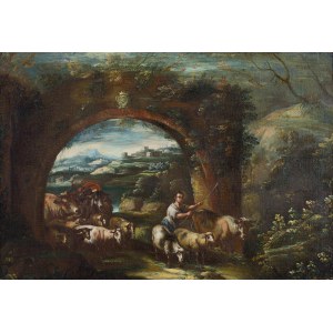 Philipp Peter Ross przypisywany (1657 Sankt Goar - 1706 Rzym), Scena pasterska