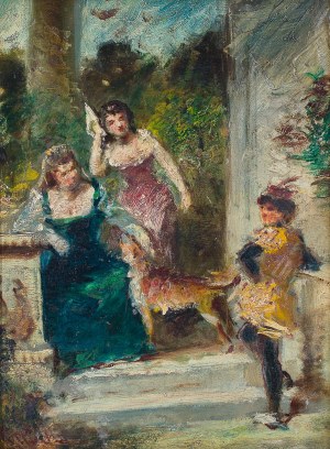 Adolphe Monticelli (1824 Marsylia-1886 tamże), Scena na tarasie