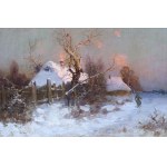Michał Gorstkin-Wywiórski (1861 Warszawa - 1926 Berlin), Zimowy pejzaż z wędrowcem