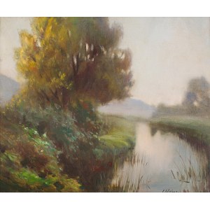 Józef Chlebus (1893 Rudze-1945 Melk), Herbstlandschaft mit Fluss