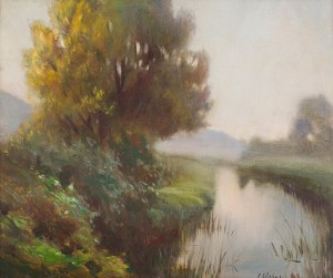 Józef Chlebus (1893 Rudze-1945 Melk), Jesienny pejzaż z rzeką
