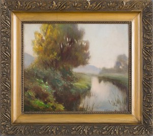Józef Chlebus (1893 Rudze-1945 Melk), Jesienny pejzaż z rzeką