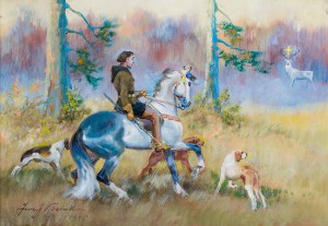 Jerzy Kossak (1886 Kraków - 1955 tamże), Święty Eustachy, 1946