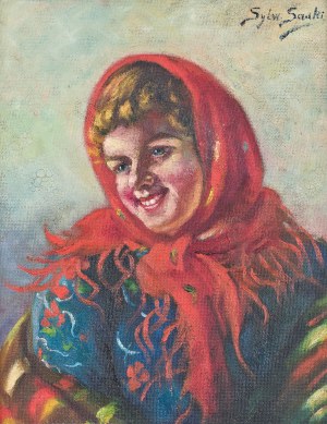 Sylweriusz Saski (1864 Nottingham - 1954 Kraków), Portret kobiety w chuście