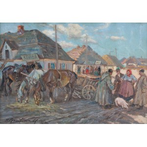 Roman Antoni Breitenwald (1911 Piotrków Trybunalski - 1985 Miechów), Przed karczmą, 1954