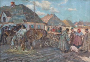 Roman Antoni Breitenwald (1911 Piotrków Trybunalski - 1985 Miechów), Przed karczmą, 1954