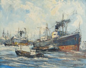 Jan Kelderman (1914 Edam-1990 Amsterdam), Statki parowe w porcie