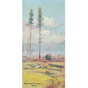 Wlastimil Hofman (1881 Praga - 1970 Szklarska Poręba), Pejzaż widziany z okna pracowni, 1964