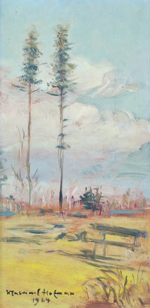 Wlastimil Hofman (1881 Praga - 1970 Szklarska Poręba), Pejzaż widziany z okna pracowni, 1964