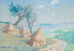 Roman Antoni Breitenwald (1911 Piotrków Trybunalski - 1985 Miechów), Pejzaż ze snopkami