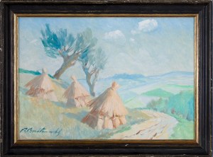 Roman Antoni Breitenwald (1911 Piotrków Trybunalski - 1985 Miechów), Pejzaż ze snopkami