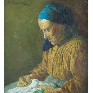 Salomon Meisner (1886 Kalisz - 1942 Łódź), Staruszka z robótką