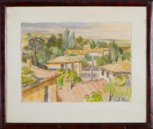Rafał Pomorski (1921 Poznań-1974 Katowice), Pejzaż z domami