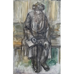 Maciej Lachur (1927 Zagórze - 2008 Otwock), Rabin/modły, z cyklu „Getto”