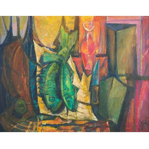 Witold Stefan Zaczeniuk (1918 Sankt Petersburg-1999 Warszawa), Martwa natura z karafką czerwonego wina, 1976
