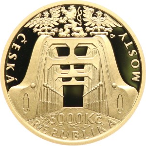 Repubblica Ceca 1993-. - 5000 CZK 2014 (Ponte in cemento armato a Karviná) - Darkov, etue, certificato.