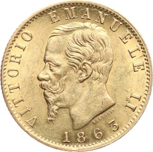 Itálie, Vittorio Emmanuele II. 1861-1878. - 20 lire 1863 T‑BN, KM‑10.1, velmi nep. hr.