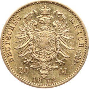 Německo (Prusko), Wilhelm I. 1861-1888. - 20 M 1872 A, minc. Berlín, KM‑501.