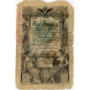 1 gulden 7.7.1866, p. MF 5, falso disegnato a mano, parzialmente incollato al verso.