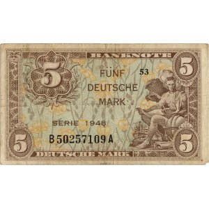 Německo, SRN. - 5 DM, série 1948, P‑4a, Ros.236a.