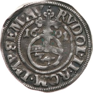 Hildesheim, Ernst von Bayern. - 1 ∕ 24 talleri 1601 (groschen) con titolo di Rodolfo II, patina.