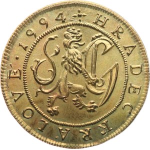 Netrval Zdeněk. - 70. narozeniny 1994. - Lupa na mincovní skříňce, „70“, mince / Hradecký lev s písmenem „G“. - Ms, 32 mm, 11,85 g, F‑D156/2f, raženo 40 ks.