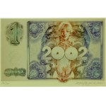 Czech Republic. - Kulhánek Oldřich. - 1 crown 2002 ČEPRO, print on plastic, 160x105mm, no.100/180, signed "Kulhánek 2001" "R".