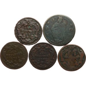 Maria Teresa 1740-1780 - 1 krejcar 1760 W, 1761 P, 1762 K, 1763 P, poltura 1763 KM, 5 pezzi.