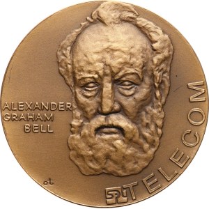 Tlustoš O. , 1997. - Alexander Graham Bell. - Portrét čelně, Telecom. - Bronz, 61 mm, jednostr.