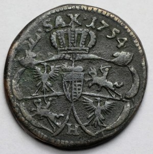 August III Sas, Gubin penny 1754-H - with error