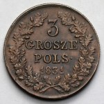 November Uprising, 3 pennies 1831 KG
