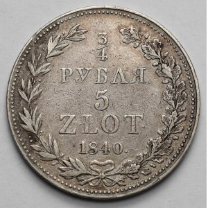 3/4 rubla = 5 złotych 1840 MW, Warszawa