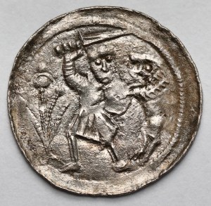 Ladislaus II the Exile, Denarius - fight with the lion