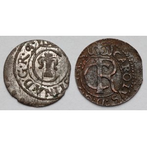 Krystyna Waza i Karol Gustaw, Szelągi Ryga 1630 i 1658 - zestaw (2szt)