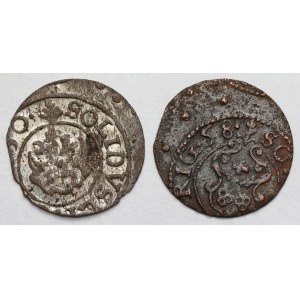 Krystyna Waza i Karol Gustaw, Szelągi Ryga 1630 i 1658 - zestaw (2szt)