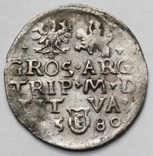 Stefan Batory, Trojak Wilno 1580 - III w OZDOBNEJ tarczy - b.rzadki